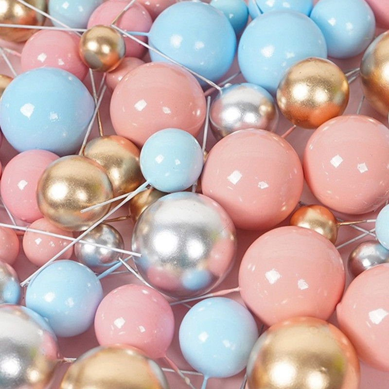 10 gab. Bumbiņu kūku pildītājs Dzimšanas dienas ballīšu piederumi Dekorācijas bērniem Pieaugušo kūkas dekors Zelta zils Rozā kūku kūciņu pildījums