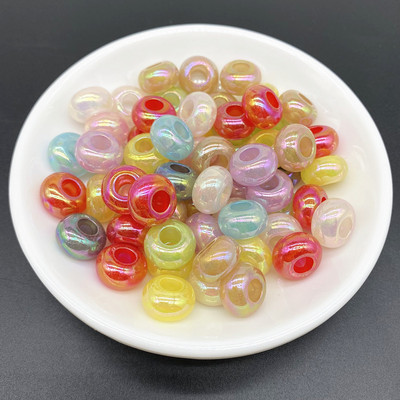 20gab 15x9mm jaukšanas krāsa Liels caurums akrila krelles vaļīgas starplikas sliekšņa aplis krelles kaklarota rokassprādze kulonu rotaslietas izgatavošana #Ro