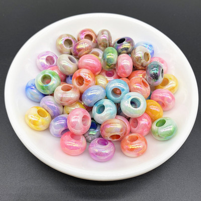 20gab 15x9mm jaukšanas krāsa Liels caurums akrila krelles vaļīgas starplikas sliekšņa aplis krelles kaklarota rokassprādze kulonu rotaslietas izgatavošana #Ro