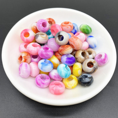 20gab 15x9mm jaukšanas krāsa Liels caurums akrila krelles vaļīgas starplikas sliekšņa aplis krelles kaklarota rokassprādze kulonu rotaslietas izgatavošana #Ro