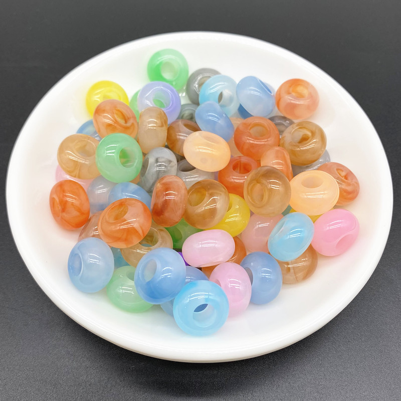 20gab 15x9mm jaukšanas krāsa Liels caurums akrila krelles vaļīgas starplikas sliekšņa aplis krelles kaklarota rokassprādze kulonu rotaslietas izgatavošana #Ro