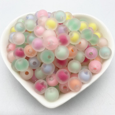 Jaunas 8mm.10mm 12mm caurspīdīgas iekšējās krāsas akrila krelles, brīvas starplikas krelles rotaslietu izgatavošanai, DIY apģērbu aksesuāri