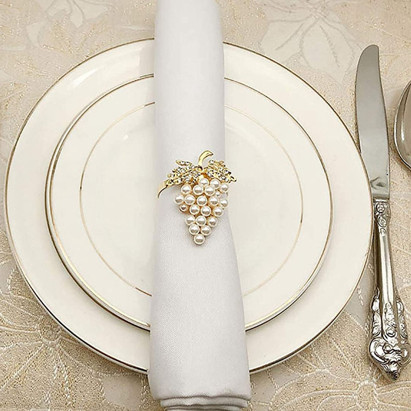 12 tk Pearl salvrätiku rõngad kulla viinamarja kujuga salvrätiku pandla hoidja salvrätikuhoidja pulmapeo lauakaunistus salvrätiku pandlad