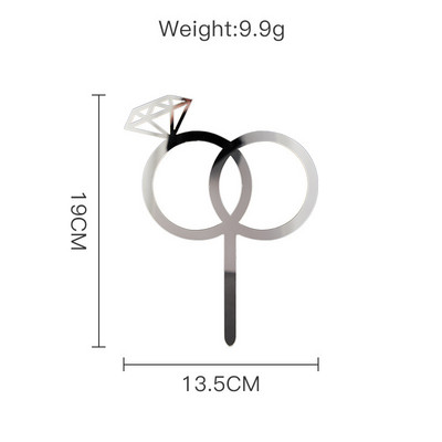 Jauni zelta kunga un kundzes kāzu akrila kūku pildījumi Dimanta gredzeni Valentīna dienas kūku virsma kāzu ballīšu kūku dekorēšanai