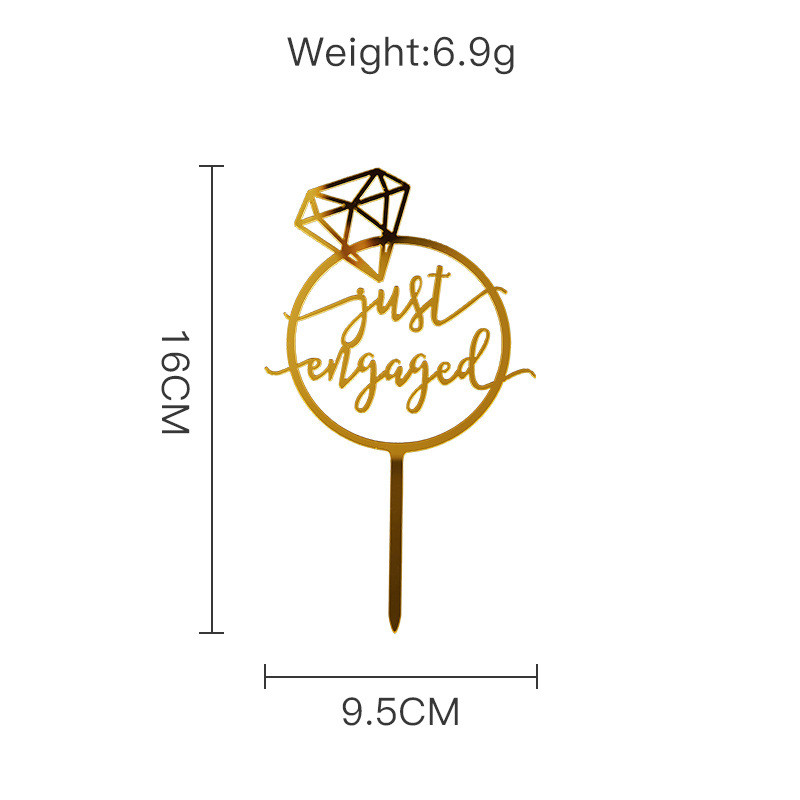 Jauni zelta kunga un kundzes kāzu akrila kūku pildījumi Dimanta gredzeni Valentīna dienas kūku virsma kāzu ballīšu kūku dekorēšanai