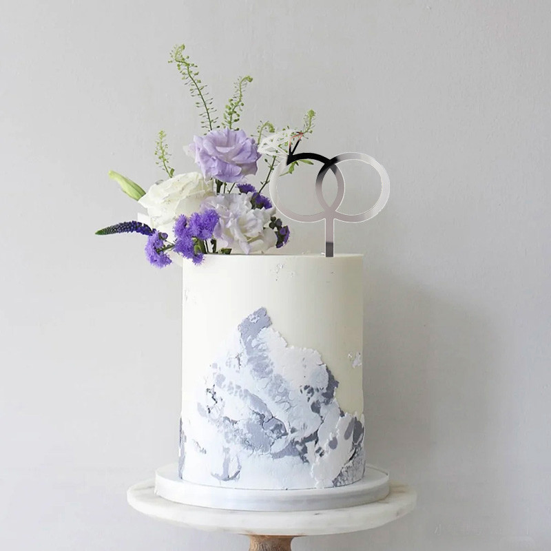 Jauni zelta kunga un kundzes kāzu akrila kūku pildījumi Dimanta gredzeni Valentīna dienas kūku virsma kāzu ballīšu kūku dekorēšanai