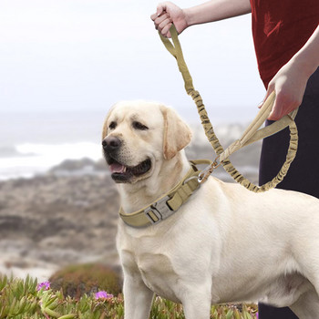 Στρατιωτικό Tactical Dog Leash Elastic Durable Nylon Handle Control German Shepard for Medium Large Dog Walking Training