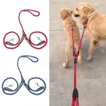 Здрава найлонова панделка Двойна каишка за кучета One Drag Braided Tangle For Walking Training Регулируем размер Теглещо въже за безопасност на домашни любимци