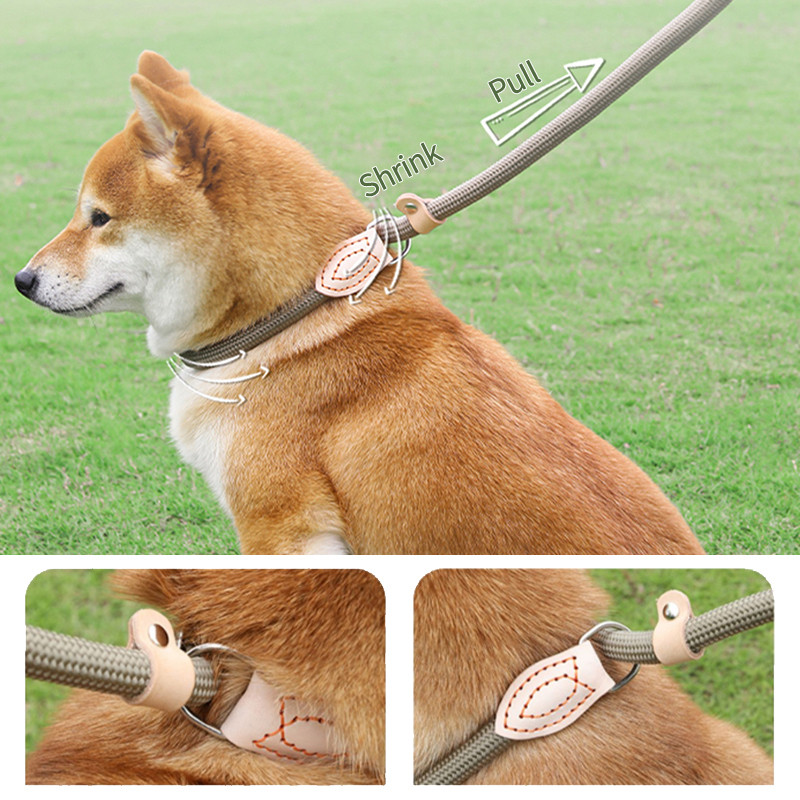 Suņu siksna neilona suņiem pavada pavada regulējama iejūga Izturīga virves jostas cilpa kaklasiksnas drošības pastaigu apmācība vidēji lieliem suņiem