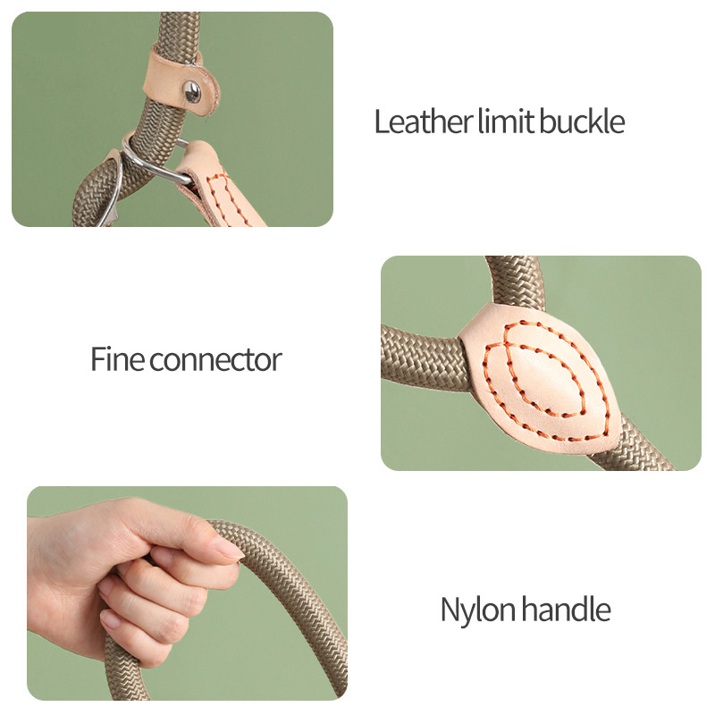 Suņu siksna neilona suņiem pavada pavada regulējama iejūga Izturīga virves jostas cilpa kaklasiksnas drošības pastaigu apmācība vidēji lieliem suņiem