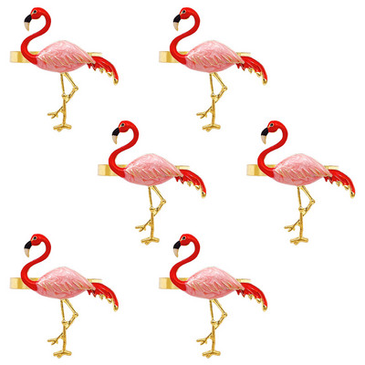 6 τεμ. Διακόσμηση της γέννησης Σερβιέτ πόρπες Χαβάη Δώρο χαρτοπετσέτας Δαχτυλίδι Κόκκινα δαχτυλίδια Δαχτυλίδια σερβιέτ Γυαλιστερή πόρπη από χαρτοπετσέτα Flamingo