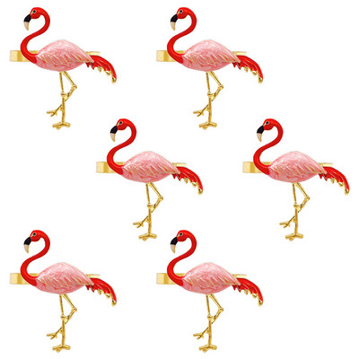 6 vnt Gimimo dekoro servetėlių sagtys Havajai dovanų servetėlių žiedų laikiklis Raudoni žiedai servetėlių žiedai blizgūs flamingo servetėlių sagtys