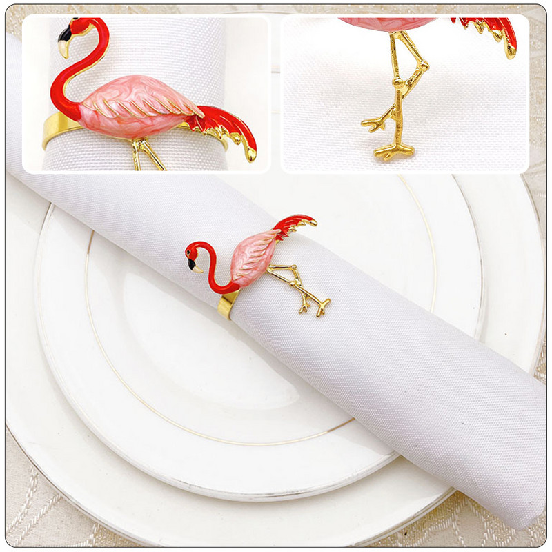 6 vnt Gimimo dekoro servetėlių sagtys Havajai dovanų servetėlių žiedų laikiklis Raudoni žiedai servetėlių žiedai blizgūs flamingo servetėlių sagtys