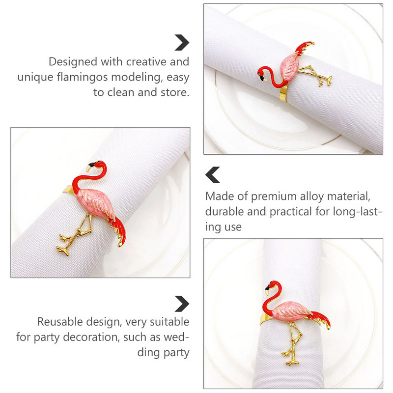 6 vnt Gimimo dekoro servetėlių sagtys Havajai dovanų servetėlių žiedų laikiklis Raudoni žiedai servetėlių žiedai blizgūs flamingo servetėlių sagtys