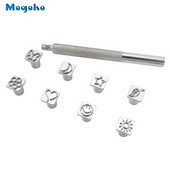 Mogoko ādas izstrādājumu zīmogi štancēšanas rīki sakausējuma tērauda raksta zīmogi perforatoru komplekts DIY ādas amatniecības darba sēdekļu izgatavošanas rīki 8 gab.