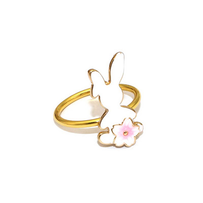 8 tk valge jänku salvräti sõrmus lihavõttesalvräti pandla metallist kullast salvräti sõrmuse hoidjad lihavõttepühade jaoks koduköögi lauakaunistuseks HWH88