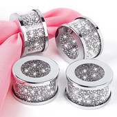 Sudraba dimanta stikla salvešu turētājs nerūsējošā tērauda ietvarā, kristāla sudraba salvešu gredzenu komplekts 4 gabali, Glam Serviette sprādze Clo