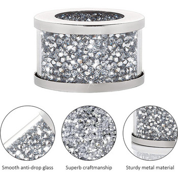 Сребърен диамантен стъклен държач за салфетки Рамка от неръждаема стомана, кристални сребърни пръстени за салфетки, комплект от 4 части, Glam Serviette катарама Clo