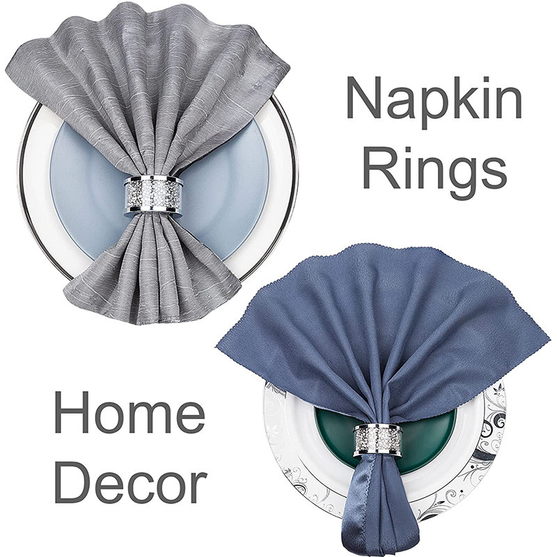 Sudraba dimanta stikla salvešu turētājs nerūsējošā tērauda ietvarā, kristāla sudraba salvešu gredzenu komplekts 4 gabali, Glam Serviette sprādze Clo