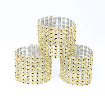 10gab Tīkla urbjmašīnas salvešu gredzeni ar dimantiem kāzu galda dekorēšanai kāzu dvieļu gredzeni vakariņu galda dekoru salvešu turētājs