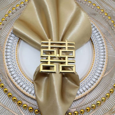 8 tk Hiina stiilis pulmarätiku sõrmused kuldsed salvrätikuhoidja pulmadeks pruudi dušš Beebi dušilaua sisekujundus (Xi Zi) HWM223