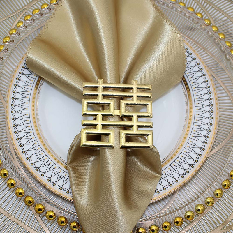 8 tk Hiina stiilis pulmarätiku sõrmused kuldsed salvrätikuhoidja pulmadeks pruudi dušš Beebi dušilaua sisekujundus (Xi Zi) HWM223