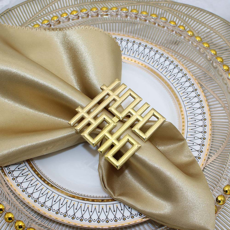 8 tk Hiina stiilis pulmarätiku sõrmused kuldsed salvrätikuhoidja pulmadeks pruudi dušš Beebi dušilaua sisekujundus (Xi Zi) HWM223