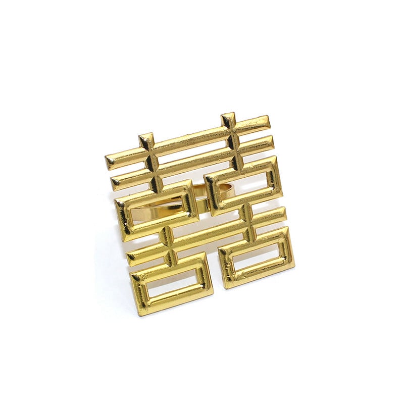 8 tk Hiina stiilis pulmarätiku sõrmused kuldsed salvrätikuhoidja pulmadeks pruudi dušš Beebi dušilaua sisekujundus (Xi Zi) HWM223