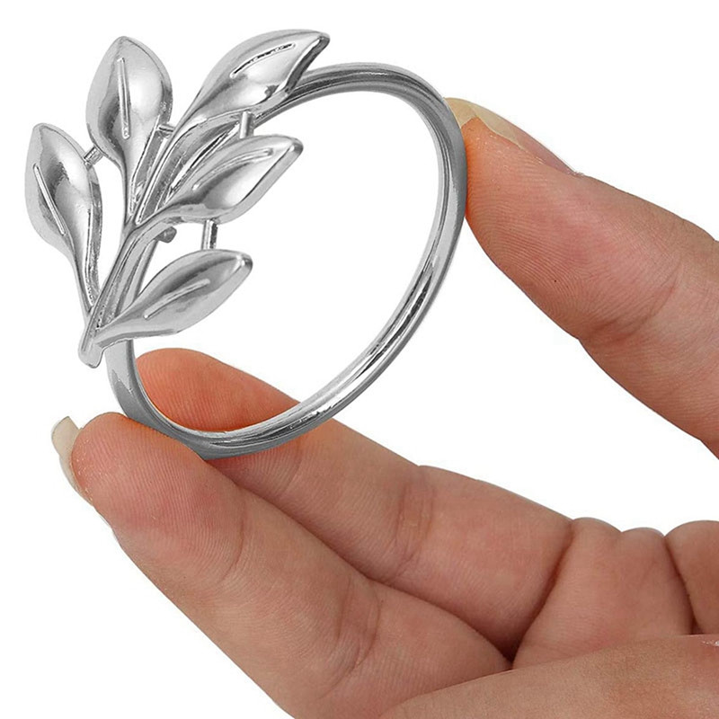 16 TK lehtedest salvrätikurõngad metallist hõbedased salvrätikuhoidja laua salvrätikurõngad iga päev söögilauapidudeks