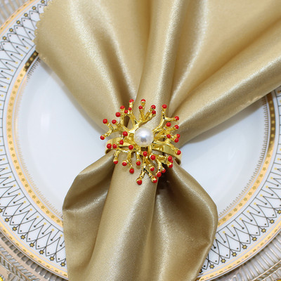 12Gb Koraļļu salvešu gredzeni Piekrastes salvešu turētāji kāzu ballītēm, svētku banketiem Ziemassvētku pusdienu galda dekorēšanai HWP06