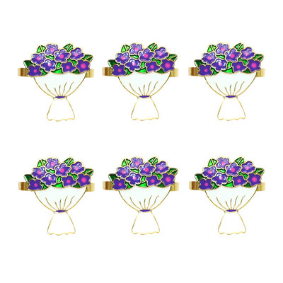 6Gb. Ziedu salvešu gredzeni Valentīndienas galda noformējums kāzu ballīšu rotājumi Līgavu dušas galda dekors salvešu turētāji HWE56