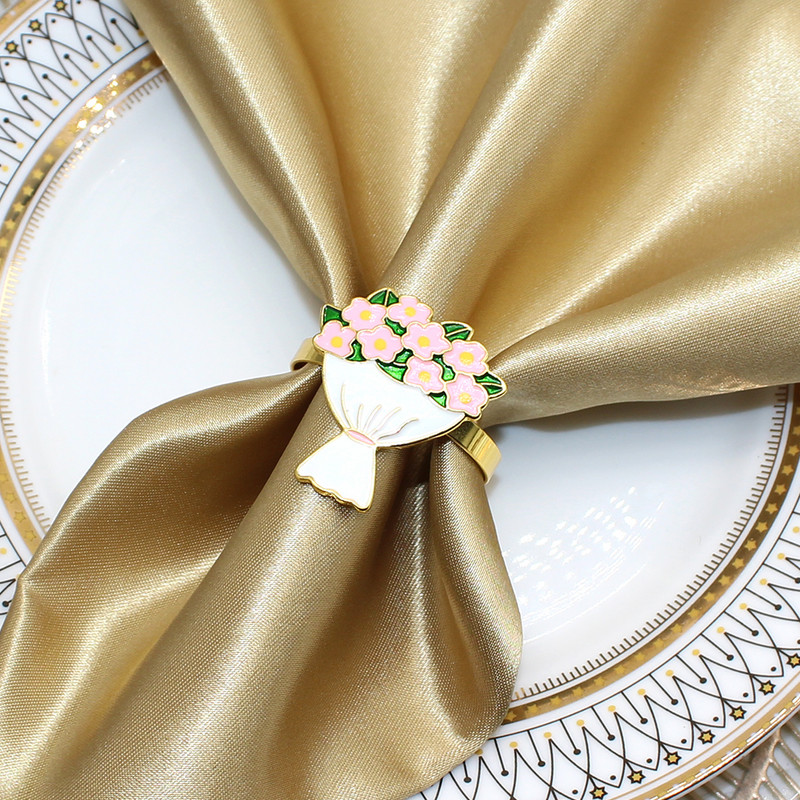 6Gb. Ziedu salvešu gredzeni Valentīndienas galda noformējums kāzu ballīšu rotājumi Līgavu dušas galda dekors salvešu turētāji HWE56