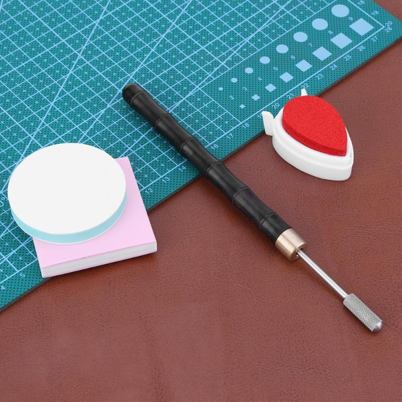 Ορειχάλκινη κεφαλή DIY Επεξεργασία άκρων με ρολό στυλό σανταλόξυλο Edge Oil στυλό DIY Leathercraft Επεξεργασία Αξεσουάρ Εργαλεία