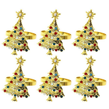 Коледно дърво Пръстени за салфетки Коледен стил Пръстен за салфетки Метални елегантни пръстени за салфетки Държач за салфетки за Коледа Празник Зима