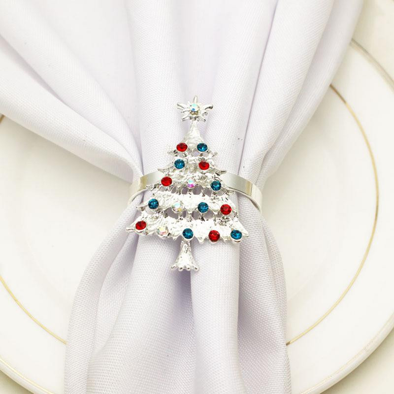 Ziemassvētku eglītes salvešu gredzeni Ziemassvētku stila salvešu gredzens metāla elegants salvešu gredzeni salvešu turētājs Ziemassvētku brīvdienām ziemai