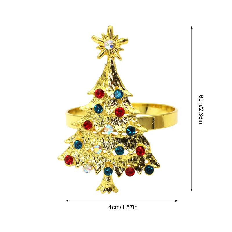 Ziemassvētku eglītes salvešu gredzeni Ziemassvētku stila salvešu gredzens metāla elegants salvešu gredzeni salvešu turētājs Ziemassvētku brīvdienām ziemai