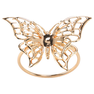 Salvešu gredzenu komplekts no 4 zelta Butterfly salvešu gredzeni Salvešu turētāji kāzu banketu vakariņām Decor Favor Tabletop Adornment Holde