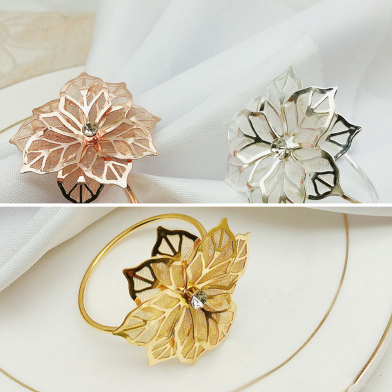 6Gb. Ziedu Dizaina Salvešu Gredzeni Metāla Zelta Salvete Sprādzes Salvetes Gredzena Turētājs Viesnīca Restorāns Kāzu ballīte Rietumu vakariņu galds