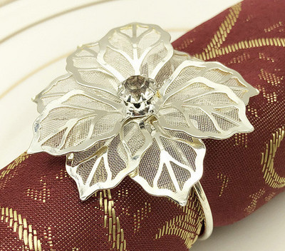 6vnt/stal. Metaliniai gėlių žiedai vestuvinių servetėlių laikikliui Krikšto apyrankė Auksinė sidabrinė Kalėdų valgomojo stalo puošmena