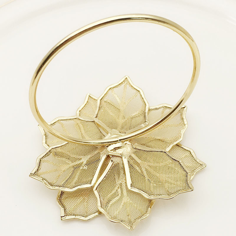 6vnt/stal. Metaliniai gėlių žiedai vestuvinių servetėlių laikikliui Krikšto apyrankė Auksinė sidabrinė Kalėdų valgomojo stalo puošmena