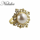 Nidalee pērļu metāls zelta sudraba salvešu gredzeni zieds lielapjoma kāzām zils virtuves turētājs banketu vakariņām dimanta dekors 12gab