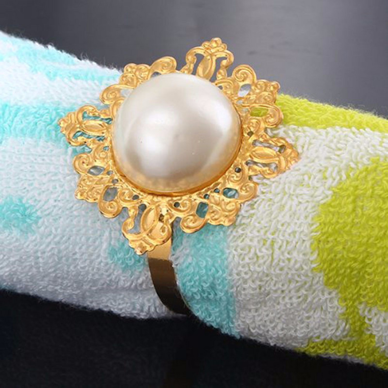 Nidalee pērļu metāls zelta sudraba salvešu gredzeni zieds lielapjoma kāzām zils virtuves turētājs banketu vakariņām dimanta dekors 12gab