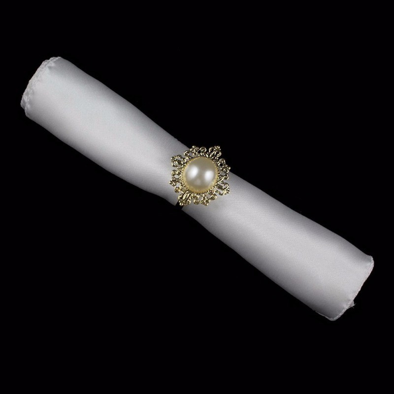 Nidalee pērļu metāls zelta sudraba salvešu gredzeni zieds lielapjoma kāzām zils virtuves turētājs banketu vakariņām dimanta dekors 12gab