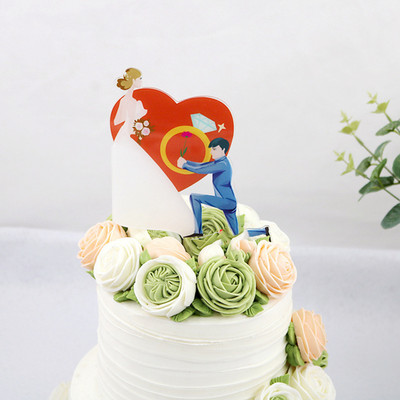 Jauns piedāvājums Kāzu kūkas virskārtas krāsa akrila līgavaiņa saderināšanās kūka deserta dekorēšana kāzu kūkas virskārtas dekorēšana