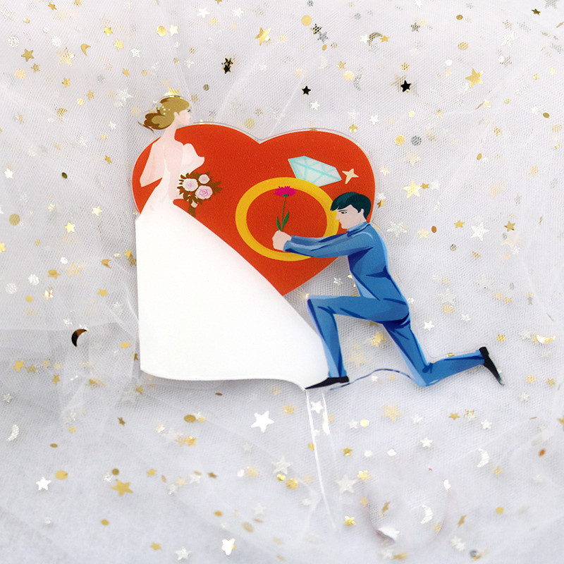 Jauns piedāvājums Kāzu kūkas virskārtas krāsa akrila līgavaiņa saderināšanās kūka deserta dekorēšana kāzu kūkas virskārtas dekorēšana