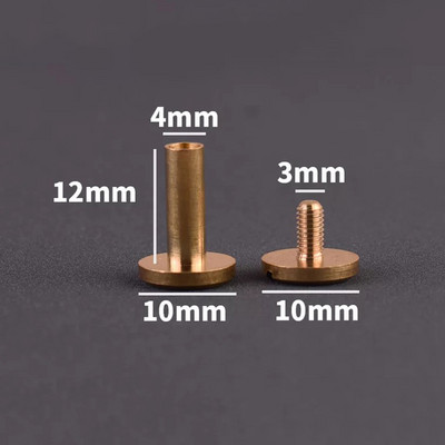 10 buc din alamă solidă, șuruburi Chicago, nituri pentru cuie, pentru album foto, crampoane din piele artizanale, centuri de fixare pentru portofel, capac de 10 mm