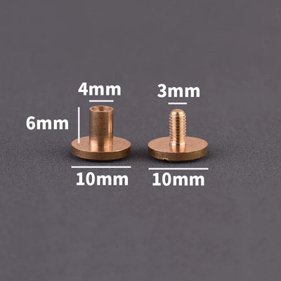 10 buc din alamă solidă, șuruburi Chicago, nituri pentru cuie, pentru album foto, crampoane din piele artizanale, centuri de fixare pentru portofel, capac de 10 mm
