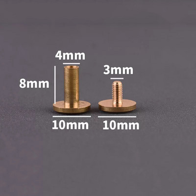 10 buc din alamă solidă, șuruburi Chicago, nituri pentru cuie, pentru album foto, crampoane din piele artizanale, centuri de fixare pentru portofel, capac de 10 mm