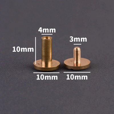 10 buc din alamă solidă, șuruburi Chicago, nituri pentru cuie, pentru album foto, crampoane din piele artizanale, centuri de fixare pentru portofel, capac de 10 mm