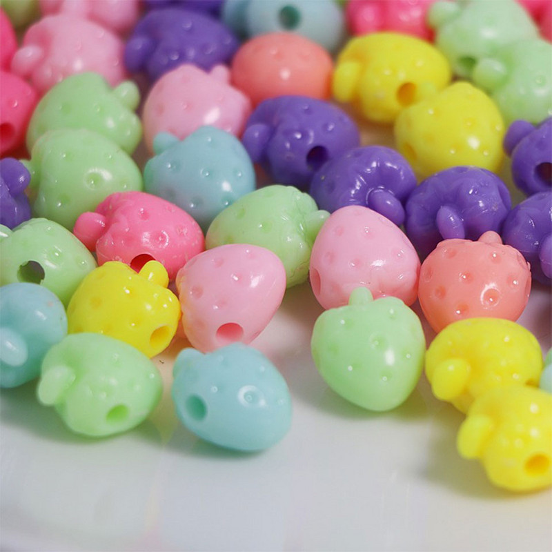 Πολύχρωμα φρούτα φράουλα ίσια τρύπες χάντρες για κοσμήματα Κατασκευή τηλεφωνικής αλυσίδας Μπρελόκ Βραχιόλι αξεσουάρ Παιδική ευφυΐα